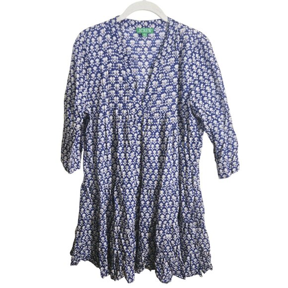 J.Crew Cotton Voile Button Front Beach Dress Blue Strap Floral 2023 Size M - Picture 2 of 9